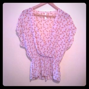 100% Silk - Peach and Pink Top